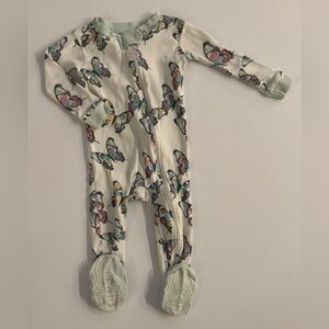Burt's Bees Baby Butterfly Print Zippered Footie 12M EUC